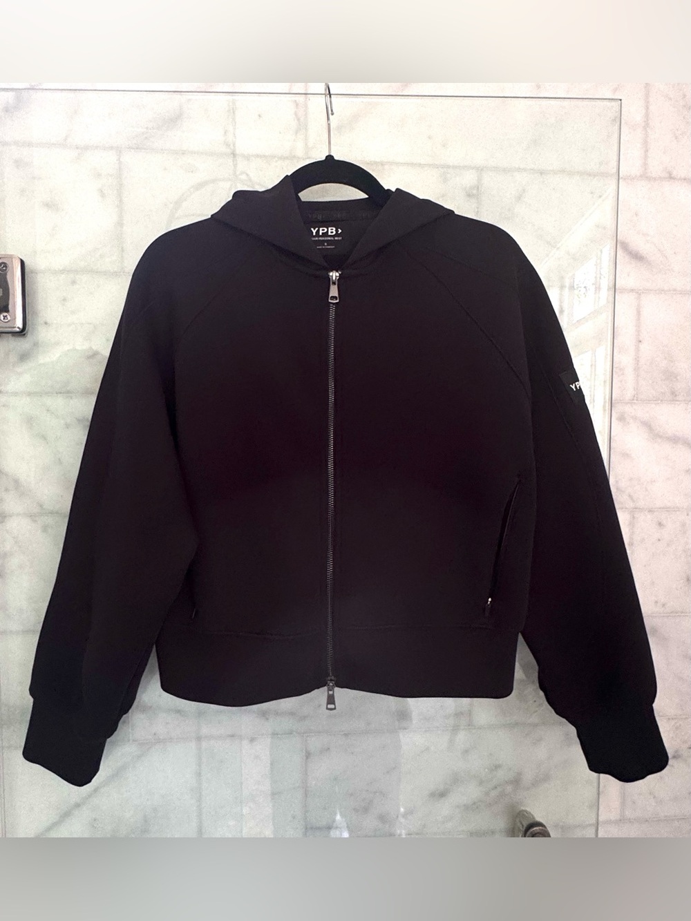 Abercrombie YPB Performance Zip-Up Hoodie Jacket | Black | Size Small